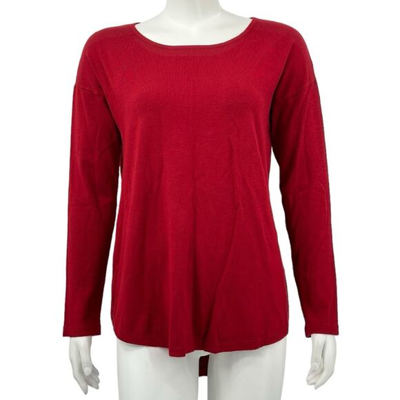 Soft Surroundings Sweater Womens Small Red Trieste Button Back Holiday Office - Picture 1 of 7